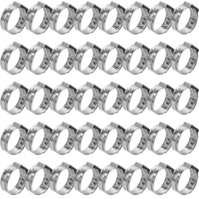 40 Pieces 15.3-18.5Mm 304 Stainless Steel Single Ear Hose Clamps