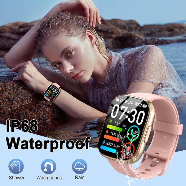 Smart Watch for Women, 1.95" HD Touchscreen Fitness Tracker with Bluetooth Calling, Fitness Watch with 110+ Sports Modes/Heart Rate/Sleep Monitor,