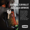 Chums Surfshorts Wallet - Lightweight Slim Wallet with RFID Blocking Card & Clear ID Window - Zippered, Water Resistant w/Key Ring Marlin