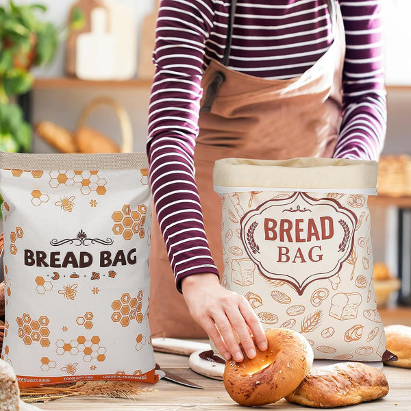2Pcs Beeswax Bread Bags for Homemade Bread - Reusable Cotton Sourdough Breads Storage Bags, Large Beeswax Wraps Breads Storage to Keep Fresh,