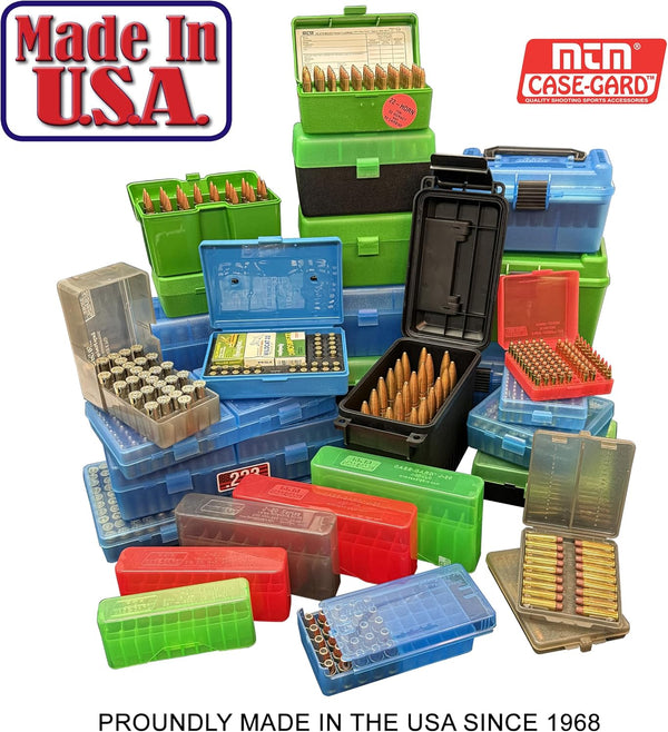MTM 100 round Flip-Top Rifle Ammo Box 22-250, 308 Win, 243