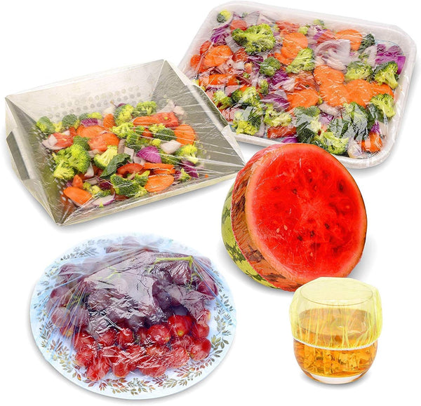 Washable Reusable Food Covers Storage Odd Shaped Plates Bowl Dishes Saran Wrap Color Coded by Size,100 Pieces
