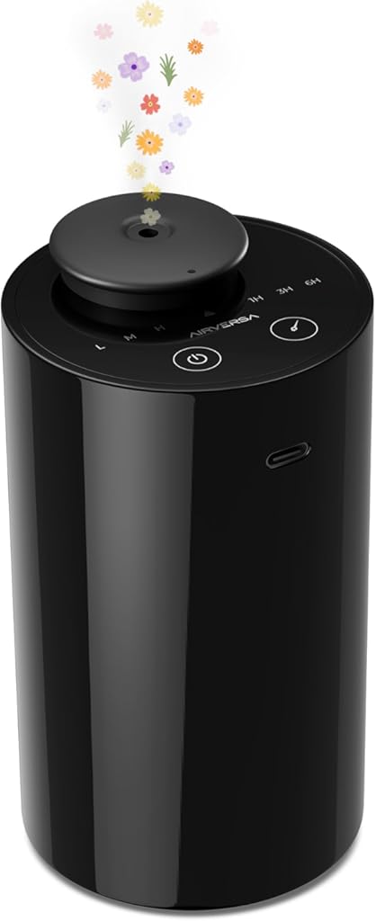 Waterless Diffuser for Essential Oil, Battery Operated Nebulizer, 0.7 Fl.Oz./ 20Ml Capacity, Mini Scent Air Machine, 3 Countdown Timers & 3 Mist
