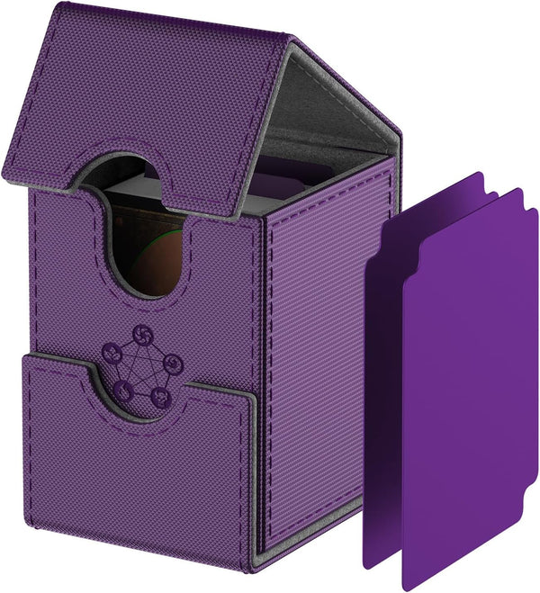 Purple Deck Box for MTG Cards, Trading Card Storage Box with 2 Dividers per Holder, Holds up to 110 Cards