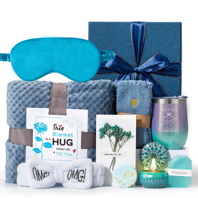 Gifts Basket for Women,Birthday Gifts for Women Birthday Presents Friendship Gifts Get Well Soon Gifts Self Care Package Gifts Blue Gift Box