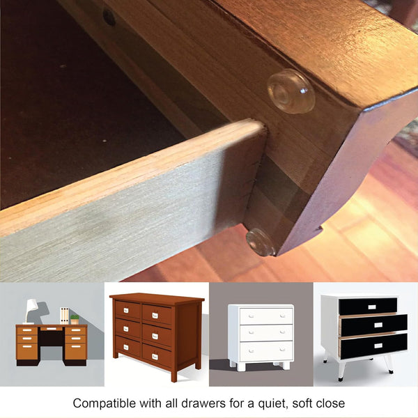 Pack of 100 Sound Dampening Cabinet Door Bumpers - Clear Soft Close Self Adhesive Rubber Pads - Transparent Rubber Feet for Drawers, Cupboards
