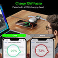 2026 for iPhone 16 Pro Max 3 in 1 Foldable Wireless Charging Station for MagSafe Magnetic Charger, Travel Stand 20W Charge Multiple Devices for
