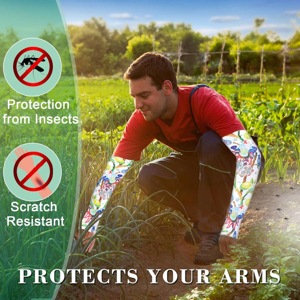 4 Pairs Gardening Sleeves Anti-Slip Arm Protection with Thumb Hole Sun Sleeve Cooling Arm Sleeves for Women Men Outdoor Mixcolor-a