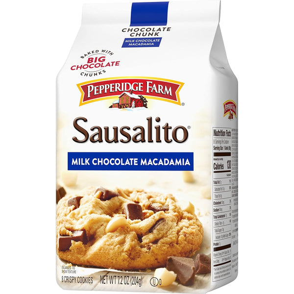 Pepperidge Farm Sausalito Crispy Milk Chocolate Macadamia Nut Cookies, 7.2 OZ Bag (8 Cookies) Milk Chocolate Macadamia 7.2 Ounce (Pack of 1)