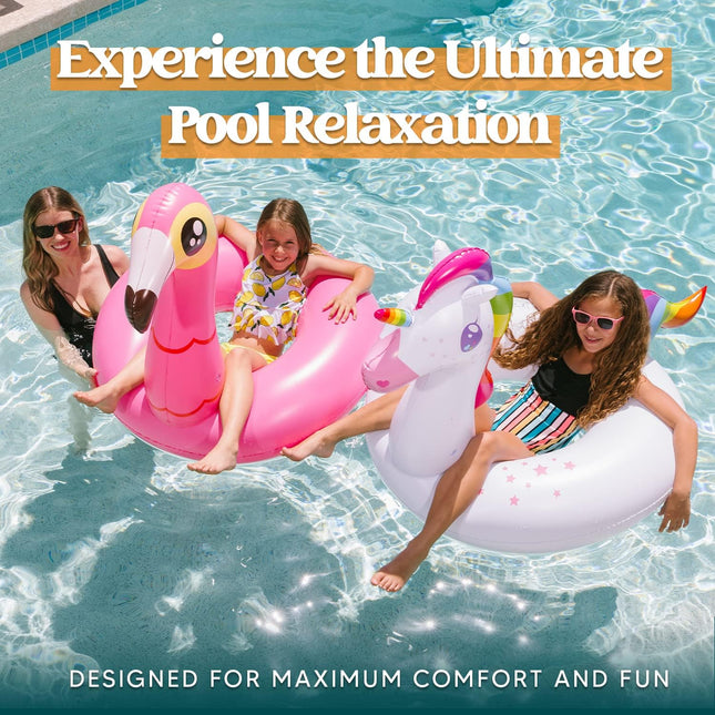 JOYIN 2-Pack Flamingo Unicorn Pool Float - Fun Floaties Inflatable Swimming Pool