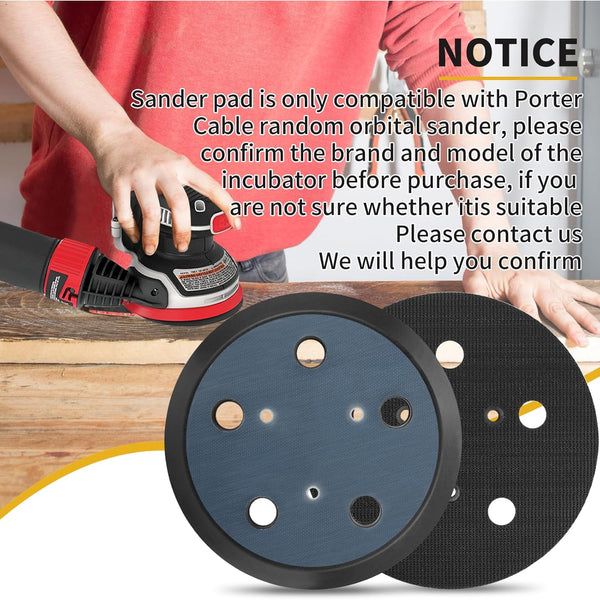 2 Pack 5 Inch 5 Hole Orbital Sander Replacement Pad for Porter Cable 333 333VS Random Orbit Sanders - Hook and Loop Sanding Pad Parts for Porter
