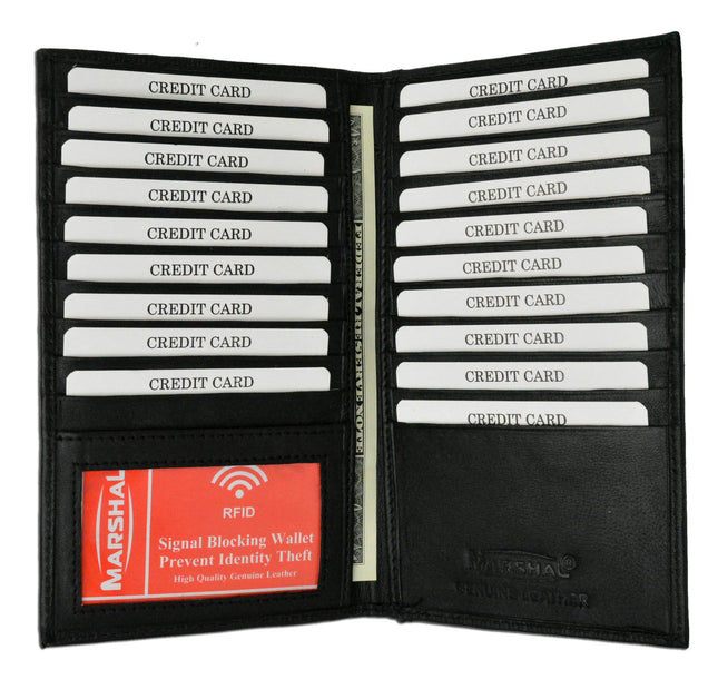 Marshal Bifold Leather RFID Blocking Wallet For Men & Women | Genuine Leather Holder With 19 Slots, 2 Bill Compartments 