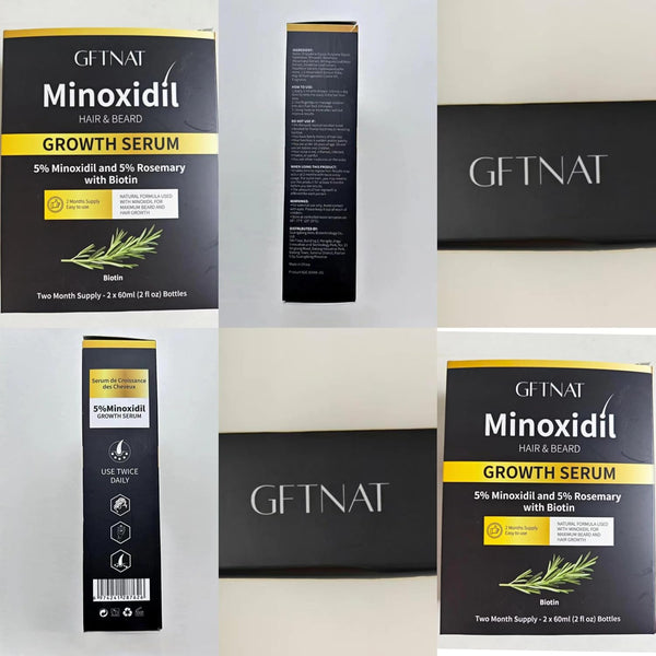 5% Minoxidil with Rosemary and Biotin for Men and Women Hair Growth,Beard Growth Kit,Scalp Serum for Thicker Fuller Hair 2 Fl Oz (Pack of 2)