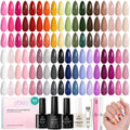 Beetles 44pcs Gel Nail Polish Set, Colorful Muse Collection, 36 Fall Colors | With Base Gloosy Matte Glitter Top Coat, Pink Nude Red Yellow Green