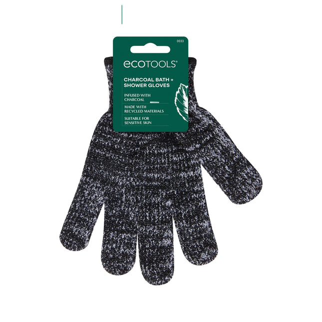 Ecotools Charcoal Bath + Shower Gloves, Exfoliating Gloves Remove Dead Skin & Cl