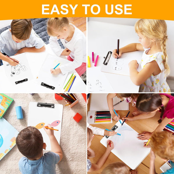 Dry Erase Wood Clipboard, Hardboard Clip Board 8.5X11 for Classroom, Students, Kid, Size 9" X 12.5", Double-Sided White Board, with Low Profile