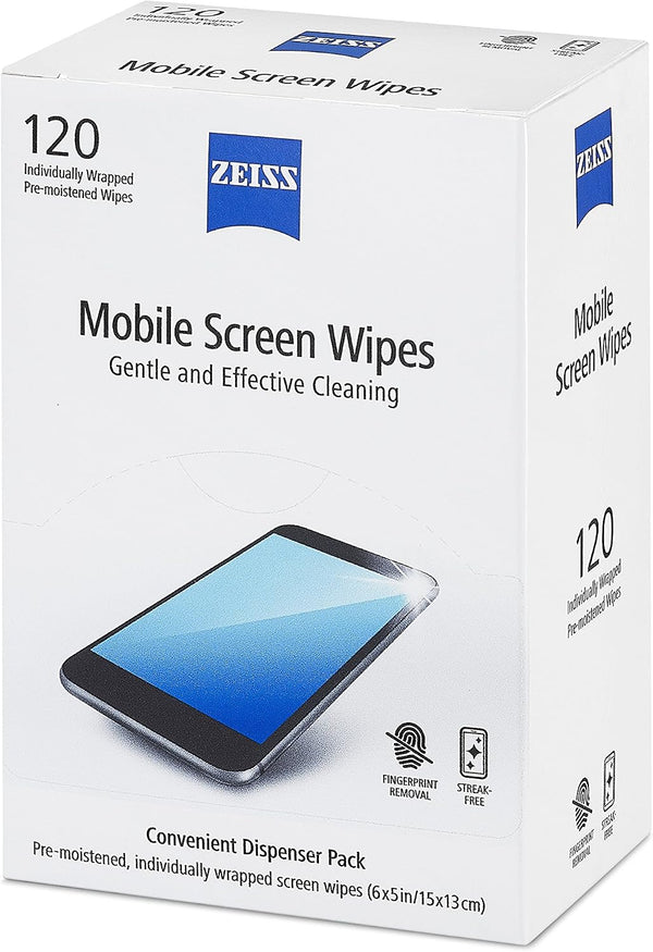 ZEISS Pre-Moistened Wipes, Screen Cleaner, 120 Count 120 Count (Pack of 1) 120 count Box screen wipes