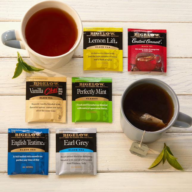 Bigelow Tea Black Tea 6 Flavor Variety Pack, Caffeinated Tea with Mint, Lemon, C