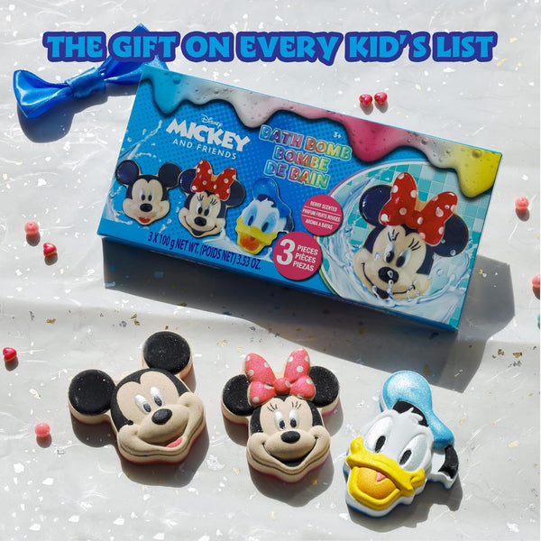 Mickey Minnie and Donald Duck Bath Bombs for Kids, Fun Bright Rainbow Colors, Berry Scented for Kids, Ages 3+, by Townley Girl Disney Mickey