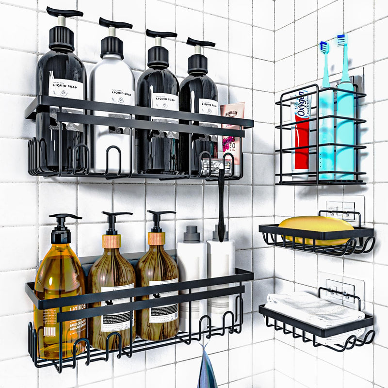 Shower Caddy - Corner & Hanging, Adhesive & Suction Cup Mounts (5 Pack)