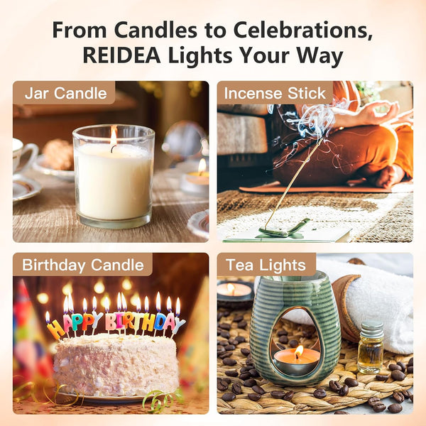 REIDEA Candle Lighter Rose Gold, Long USB Rechargeable Electronic Arc Windproof Flameless Lighter - A Must Have Gadget for Home Kitchen BBQ
