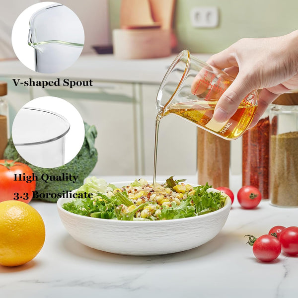 High Borosilicate Glass Measuring Cup Set-V-Shaped Spoutï¼Includes 60Ml(2Oz), 120Ml(4Oz), and 250Ml(8Oz) Glass Measuring Beaker for Kitchen or