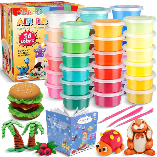36 Colors Air Dry Clay Kit for Kids – 36 Cups with 3 Sculpting Tools | Non-Toxic Soft Modeling Clay, Creative DIY Arts & Crafts Set, Halloween