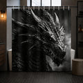 Dragon Shower Curtain for Bathroom, Black and White Boho Shower Curtain Set, Animal Fabric Modern Waterproof Bathroom Decor with 12 Hooks 72x72in