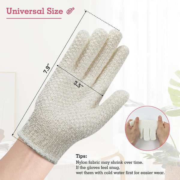 Evridwear Exfoliating Glove for Shower Bath, Body Wash Loofah Gloves Women | 100% Nylon, Thick, Hanging Loop, Exfoliate Dead Skin for Dry