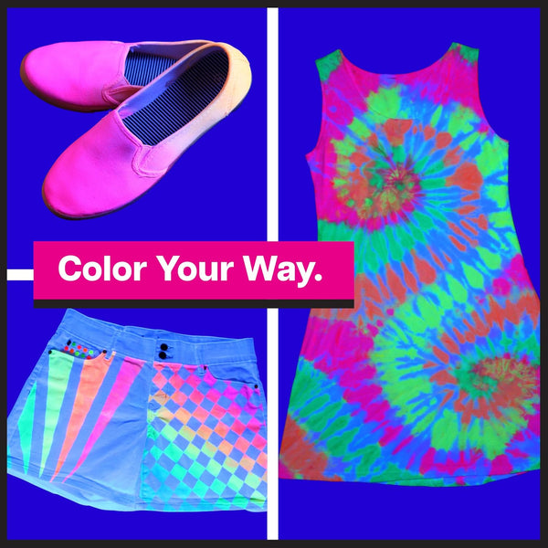 Tulip Electric Neons Tie-Dye Kit, Party Activity, Black Light Reactive Fabric Dye, Pre-mixed Green, Yellow, Orange, Pink, Easy Application &