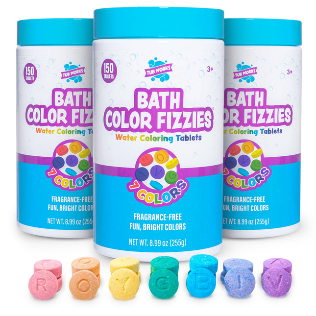 Tub Works® Bath Color Fizzies®, 150 Count, 3 Pack | Nontoxic & Fragrance-Free | 