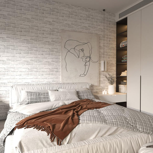 Cohoo Home Brick Wallpaper Peel and Stick Contact Paper 120inL 18inW Faux 3D Brick Contact Paper for Wall White Gray Self Adhesive Removable