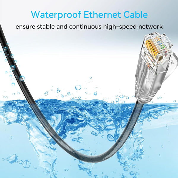 Cat6A Ethernet Cable Slim 150Ft Outdoor&Indoor, 28AWG Pure Copper Cat6 Internet Cable for Waterproof & Direct Burial, Flexible Cat6 Ethernet Cable