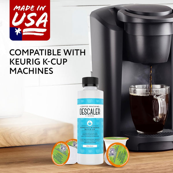 IMPRESA Coffee Machine Descaler & Cleaning Bundle - Compatible with Keurig K-Duo & K-Cup Brewers - 8 Oz Descaling Solution & 4 Maintenance Pods -