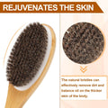 Exfoliating Back Scrubber for Shower with Curved Long Handle, 16.7 Inches Bamboo Body Brush with Natural Bristles for Wet or Dry Brushing, Body
