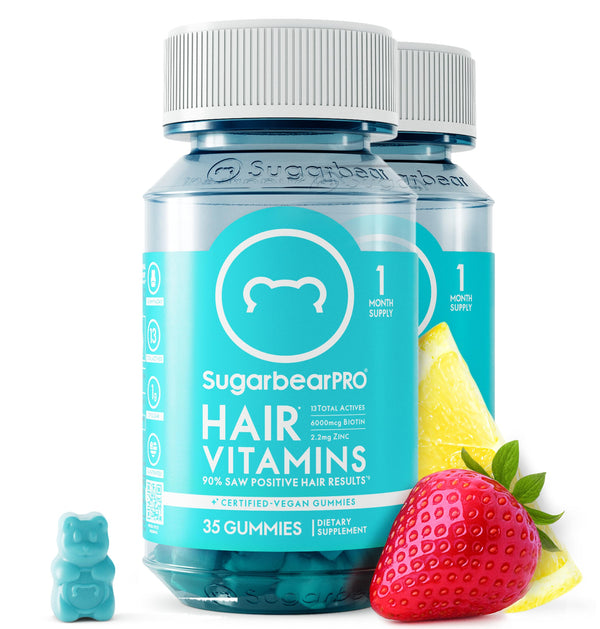 Sugarbear Hair Vitamin Gummy 2 Month Supply Extra Strength Biotin 6000Mcg, Growth for Men & Women, Vegan Vitamin B12, MSM, Inositol, Omega 3,