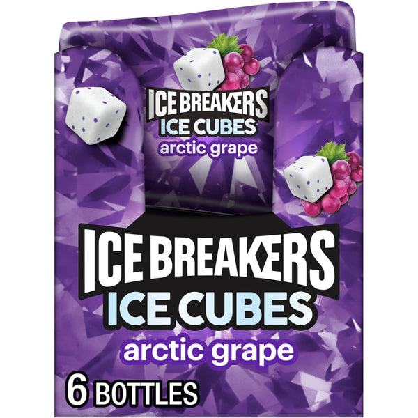 ICE BREAKERS Ice Cubes Arctic Grape Sugar Free Chewing Gum Bottles, 3.24 oz (6 Count, 40 Pieces) Arctic Grape 40 Count (Pack of 6)