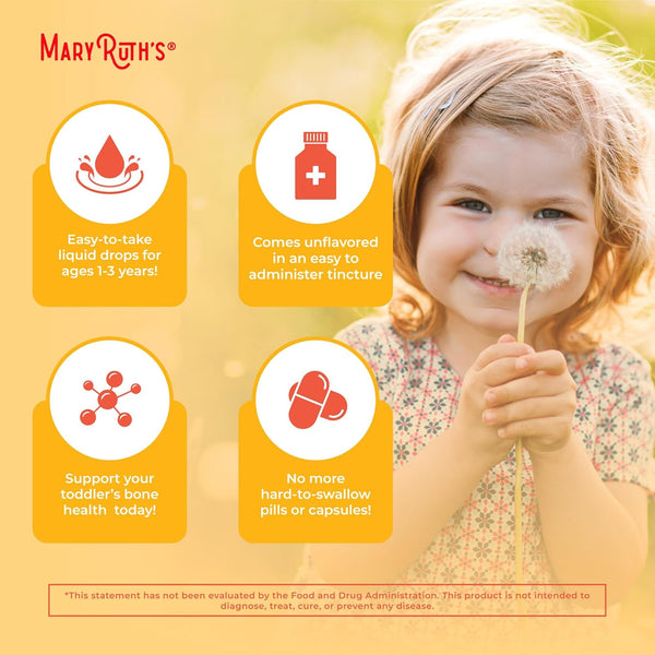 Maryruth Organics Vitamin D3 | Vitamin K2 | Vitamin D3 K2 Drops | K2 D3 Vitamin Liquid Supplement for Toddlers | Kids Supplement for Calcium