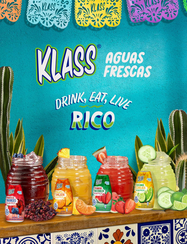 Klass Aguas Frescas | Liquid Water Enhancer | Sugar-Free Naturally Flavored Strawberry Watermelon | Keto Friendly |1.62 Oz Pack of 4 (Makes 24