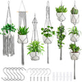 SFENNGPET Macrame Plant Hangers, 6Pack Hanging Planters for Indoor Plants Gray