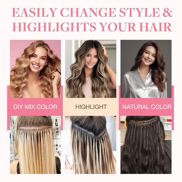 GOO GOO I Tip Hair Extensions Real Human Hair, 14inch 50g 100S, Cold Fusion I Tip Hair Extensions, Invisible Remy Hair Extension, 1 Jet black I-