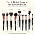 Makeup Brush 15Pcs Eye and Face Professional Makeup Brush Set, Makeup Brushes with Lash Comb, Makeup Brushes Soft Makeup Brushes Set, Eye Shadow