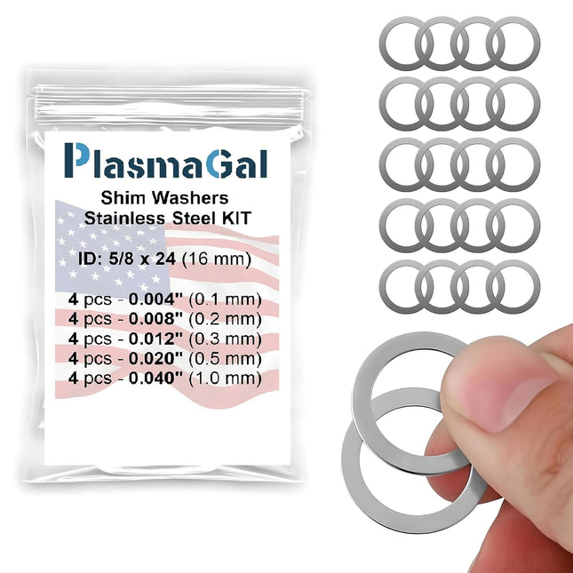 5/8X24 Barrel Shim Kit for .30/.308/7.62 & 300BLK (20 Pieces) - Stainless Steel Muzzle Shim Kit for Precise Alignment (4