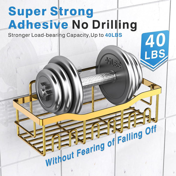 Shower Caddy 5 Pack,Adhesive Shower Organizer for Bathroom Storage&Home Decor&Kitchen,No Drilling,Large Capacity,Rustproof Stainless Steel
