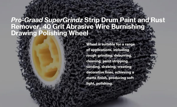 Strip and Clean Abrasive Drum Paint and Rust Remover, 40 Grit Wire Drawing Polishing Wheel for Metal Wood Surface Conditioning Clean Descale Welds