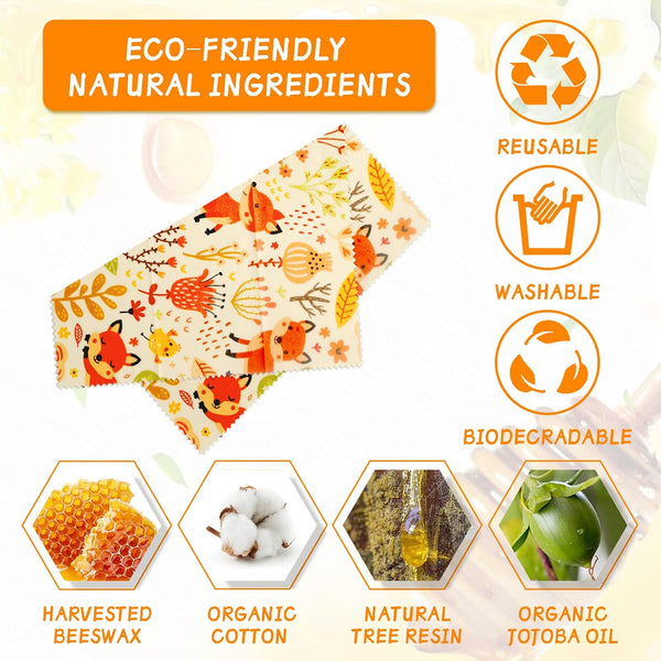 Reusable Beeswax Wrap - 9 Pack, Beeswax Wraps for Food, Eco-Friendly Beeswax Food Wrap, Organic, Sustainable, Biodegradable, Zero Waste,