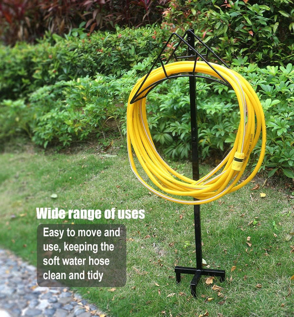 Artigarden Garden Hose Holder - Free Standing Metal Water Hose Stand Heavy Duty Flexible Pipe Storage Hanger Organizer for Lawn & Yard Standard