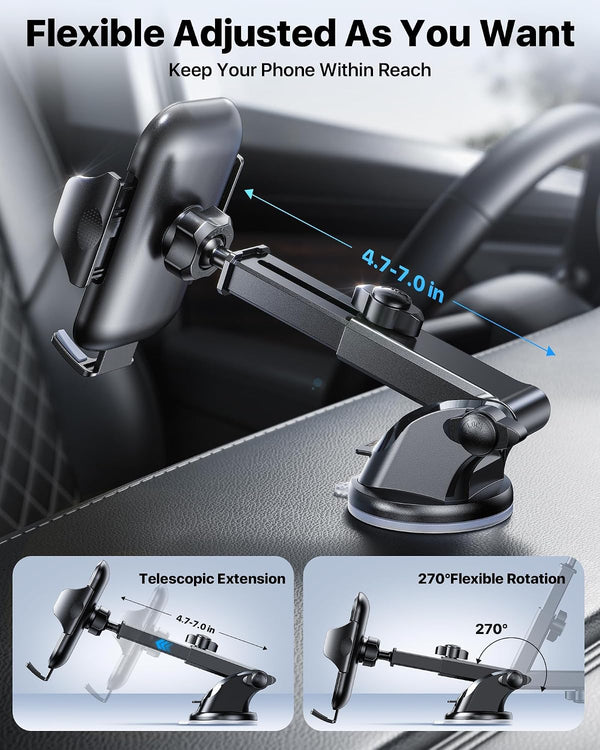 andobil Military-Grade Phone Holders for Your Car 【89+ LBS Strongest Suction & Metal Clip】 2026 Ultimate Car Phone Holder, Dashboard Windshield