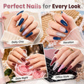 Beetles Gel Nail Polish Set, Nude Gray Pink Blue Burgundy Glitter Gel Nails | Modern Muse Collection with 3Pcs Base Matte Glossy Top Coat Soak Off
