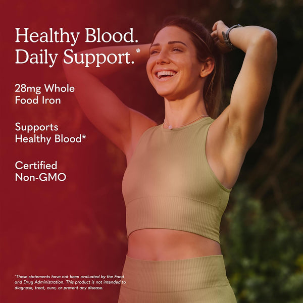 Garden of Life Vitamin Code Healthy Blood - Iron Supplement for Women, 60 Vegan Capsules, with Vitamins B, C, Trace Minerals, Fruit Veggies,